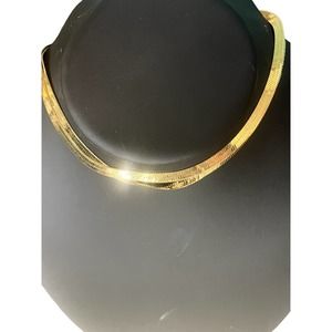 Gold toned 17.5 inch herringbone chain  necklace thin and long